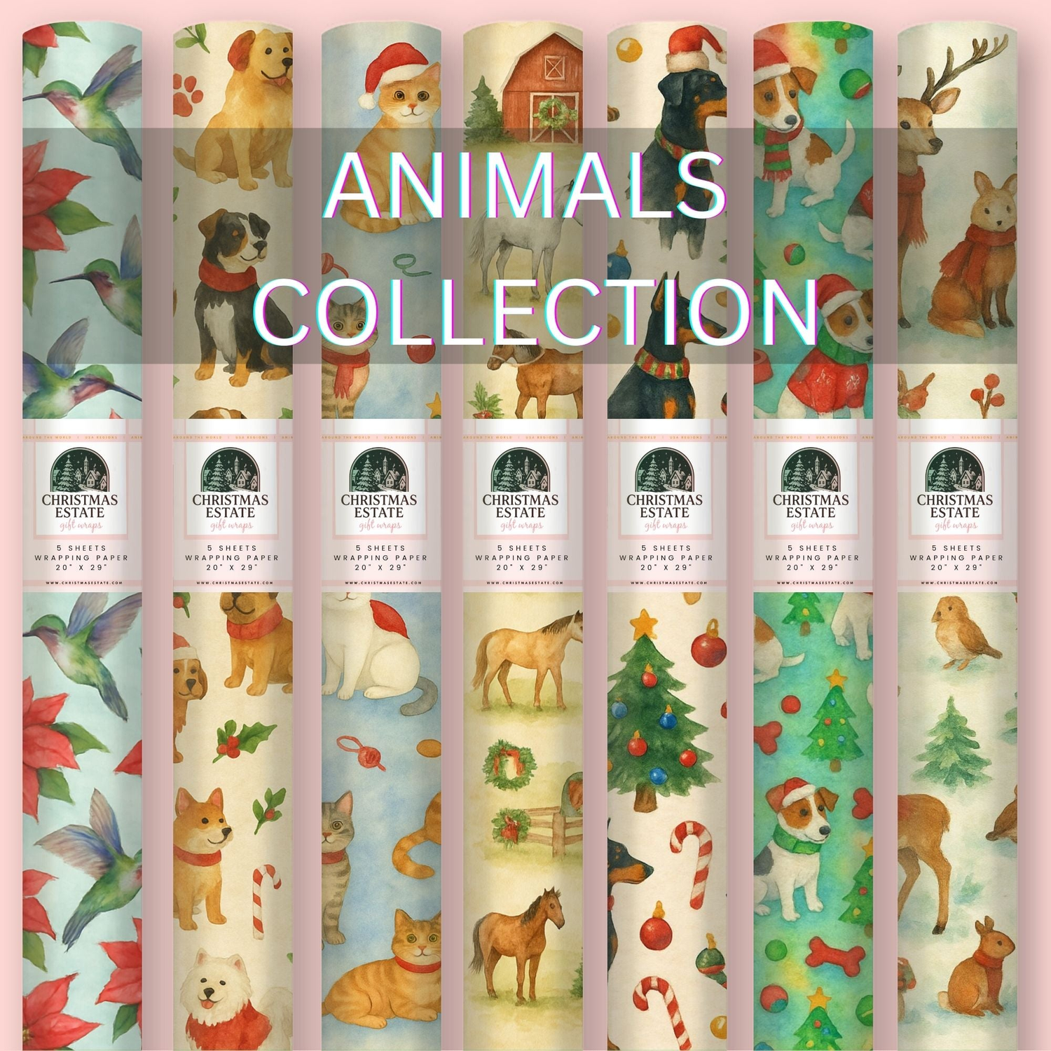 Animals Christmas Wrapping Paper
