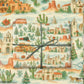 Luxury Christmas wrapping paper featuring watercolor scenes of Southwest USA landscapes and festive holiday decor.