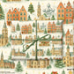 Luxury Belgium Christmas wrapping paper featuring watercolor architecture and festive greenery.