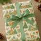Luxury Christmas wrapping paper with watercolor villages, evergreen trees, and festive accents in a gift-wrapped style.