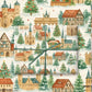 Luxury Christmas wrapping paper featuring watercolor design of German landmarks, decorated trees, and festive houses.