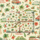 Hawaii Christmas wrapping paper featuring tropical watercolor design with palm trees, hibiscus, and wildlife, perfect for luxury gift wrapping.