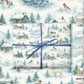 Icelandic watercolor Christmas wrapping paper featuring snowy landscapes and festive scenes.