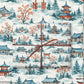 Osaka Japan winter wrapping paper with watercolor design featuring snowy landscapes and traditional architecture.