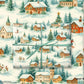 Luxury Christmas wrapping paper featuring watercolor Swiss Alps with chalets, skiers, and festive details.