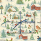 Luxury Christmas wrapping paper in watercolor design, featuring festive winter sports scenes and holiday motifs.