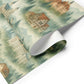 Germany Wrapping Paper featuring watercolor castles and timber-framed houses in a misty forest landscape.