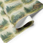 Luxury Christmas wrapping paper featuring watercolor wilderness scenes with cabins and vintage trucks.