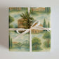 Italy Wrapping Paper featuring hand-painted illustrations of the Colosseum and Italian scenery.
