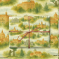 Madrid Wrapping Paper featuring hand-painted architecture designs in warm terracotta and greens.