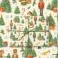 Nutcracker Christmas Wrapping Paper featuring nutcracker soldiers, Christmas trees, and festive icons on a whimsical design.