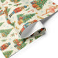 Nutcracker Christmas Wrapping Paper featuring nutcracker soldiers, ballerinas, Christmas trees, and festive gifts.