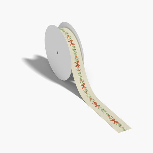 Red Bow & Greenery Grosgrain Ribbon