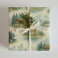 Switzerland Wrapping Paper featuring serene alpine scenes and rustic cottages with elegant ribbon and greenery.