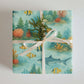 Coral Reef Wrapping Paper featuring vibrant sea creatures and coral designs on a gift box.