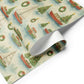 Boats Christmas Wrapping Paper featuring sailboats, yachts, and festive Christmas trees in a watercolor design.