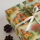 Vibrant Mexico Wrapping Paper featuring adobe homes, cacti, and festive details for colorful gift packaging.