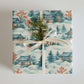 Luxury Christmas wrapping paper featuring watercolor Japanese landscapes, ideal for holiday gift wrap.