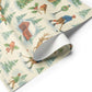 Luxury Christmas wrapping paper in watercolor design, featuring winter sports and festive woodland scenes.