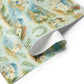 Greece Wrapping Paper featuring blue domes, whitewashed houses, and Mediterranean landscapes perfect for elegant gift wrapping.