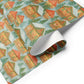 European Christmas Market Wrapping Paper with cozy wooden chalets and festive decorations.