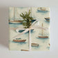 Boats Wrapping Paper featuring hand-painted watercolor sailboats and yachts for gift wrapping.